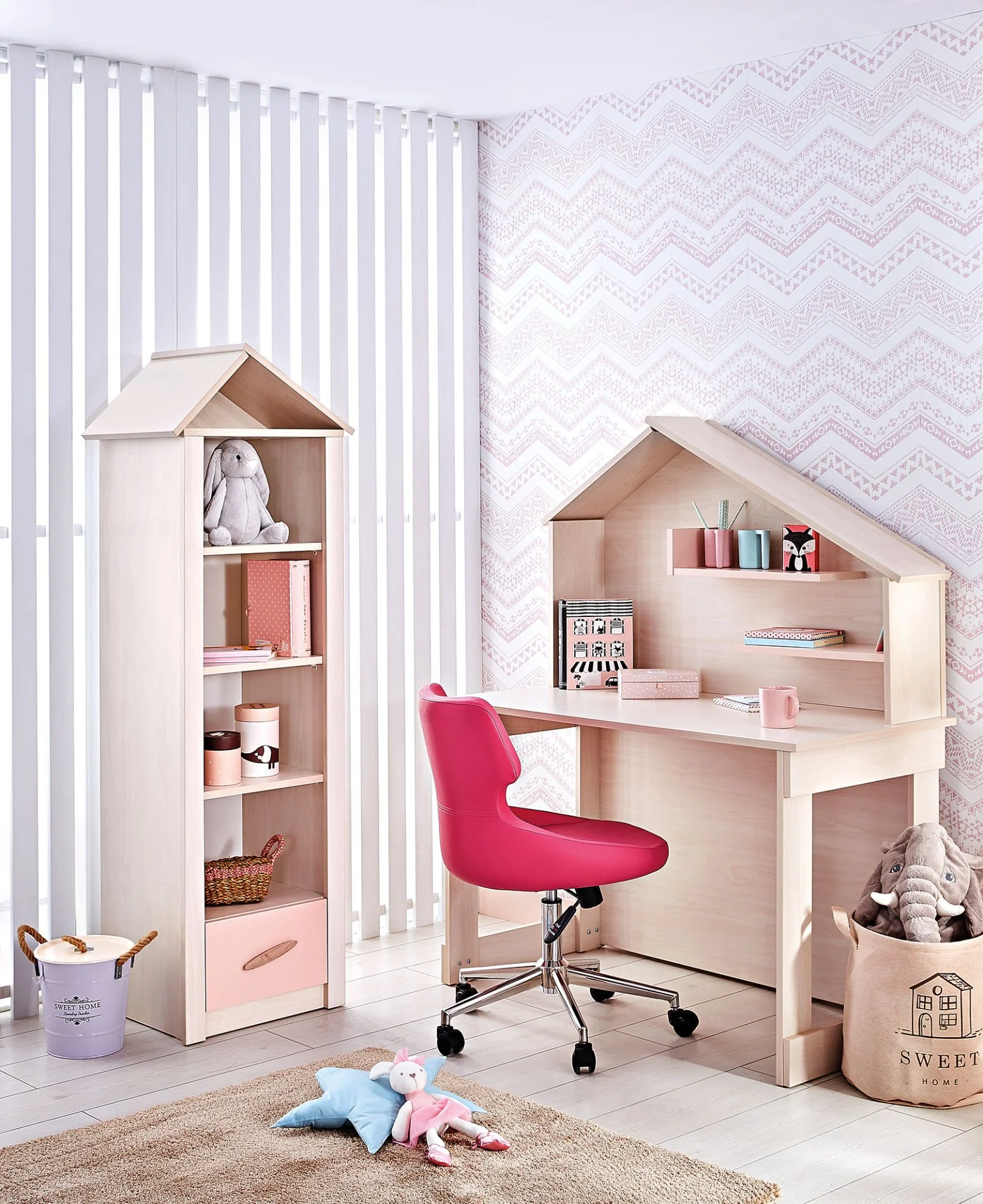 Open Bookcase Pink House