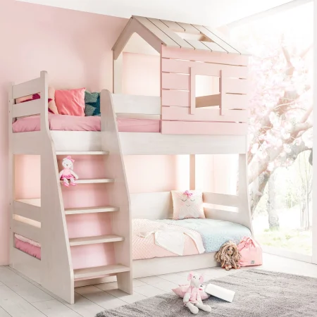 Wooden Bed Pink House – Bunk Bed