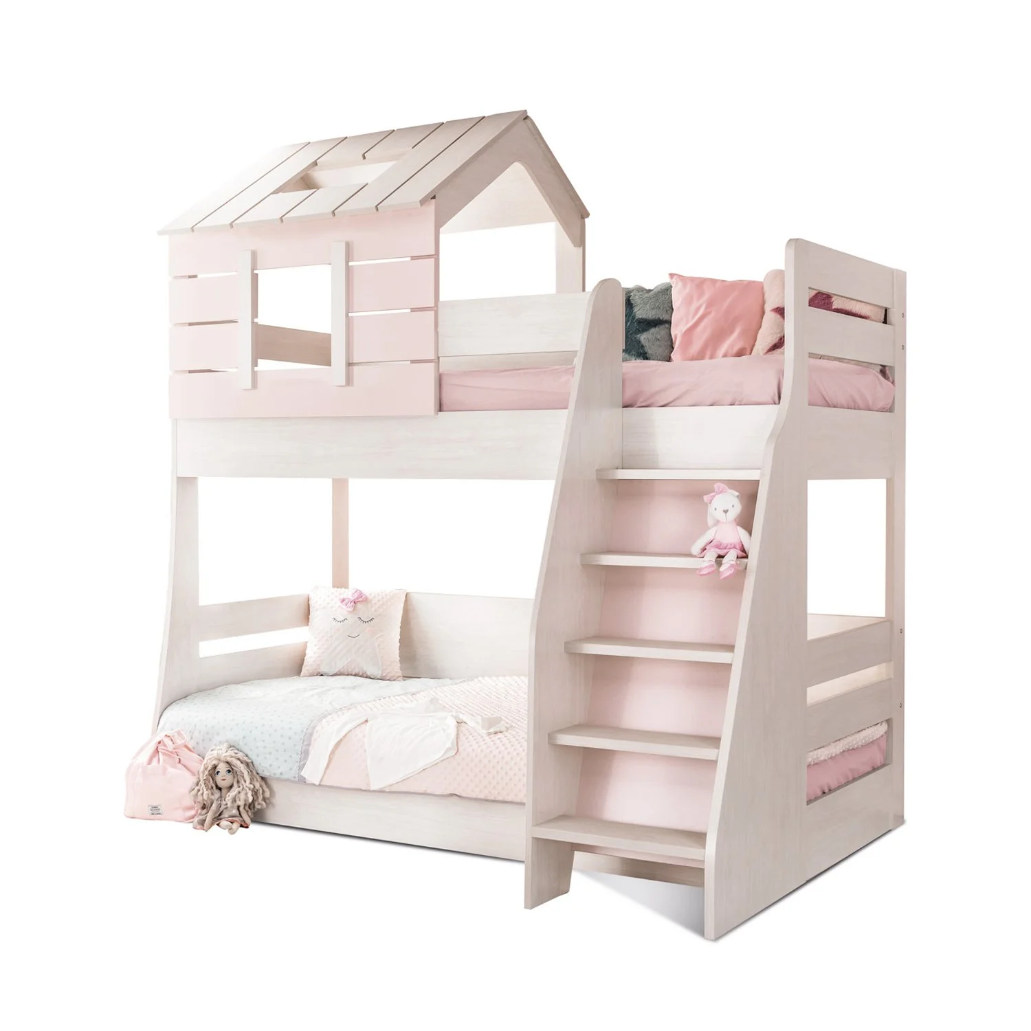 Wooden Bed Pink House – Bunk Bed