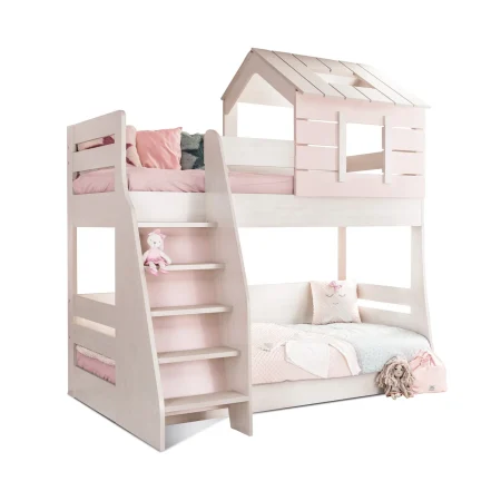 Wooden Bed Pink House – Bunk Bed
