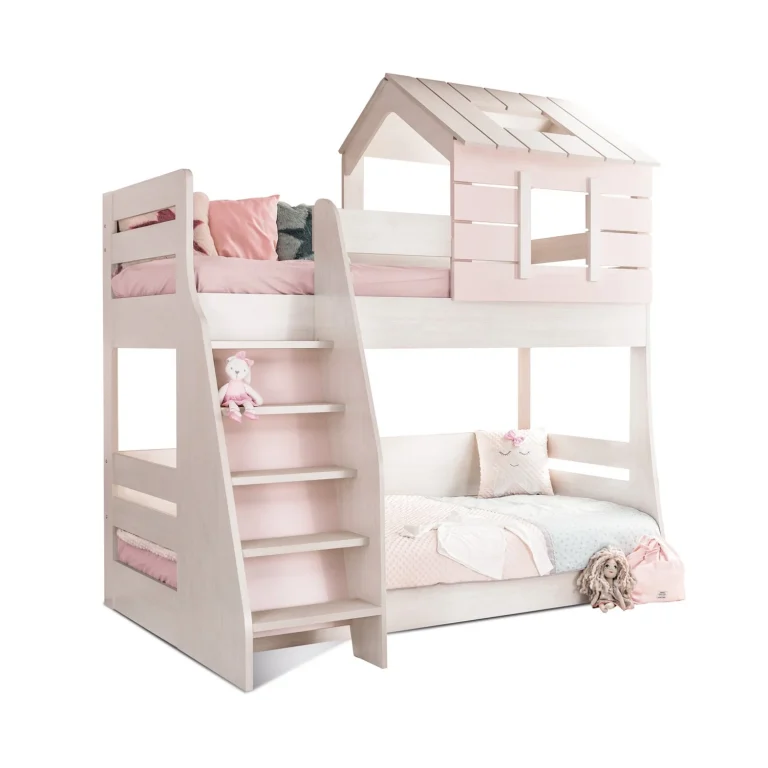 Wooden Bed Pink House – Bunk Bed