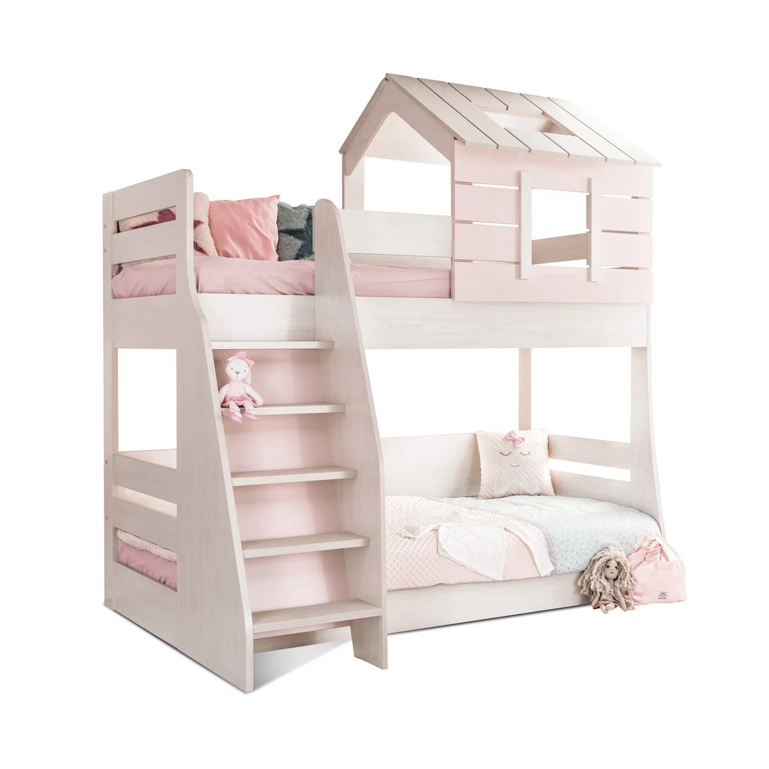 Wooden Bed Pink House – Bunk Bed