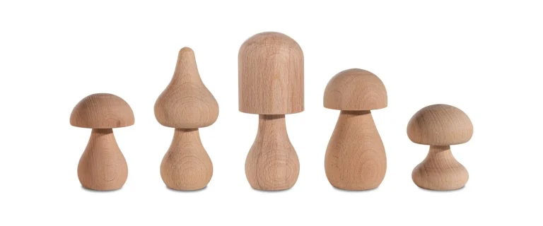 Decorative Object Woodba – Wooden Mushroom Set