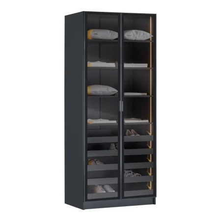 2 Door Sideboard York Anthracite – 2-Door Wardrobe with Shoe Rack