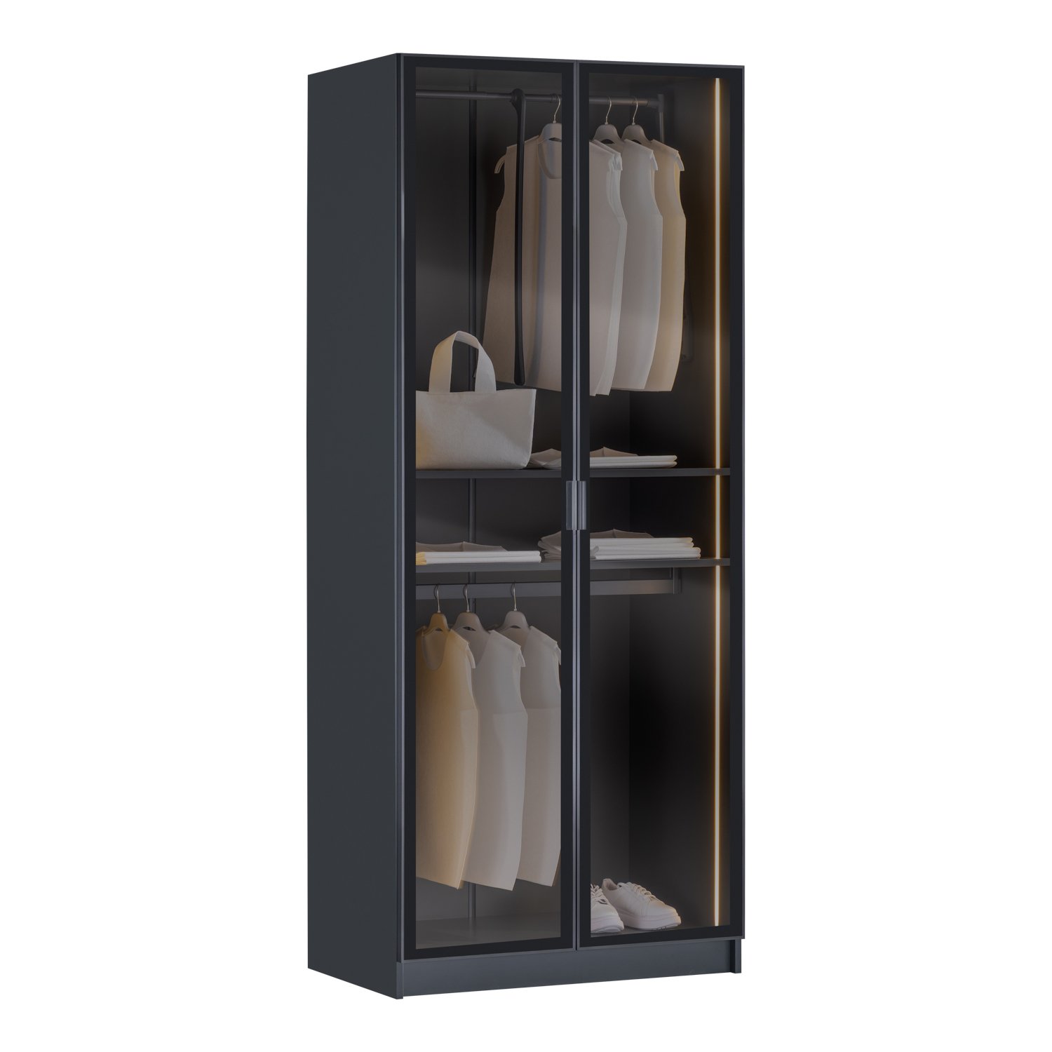 2 Door Sideboard York Anthracite – 2-Door Wardrobe with Pull-Down Clothes Rail