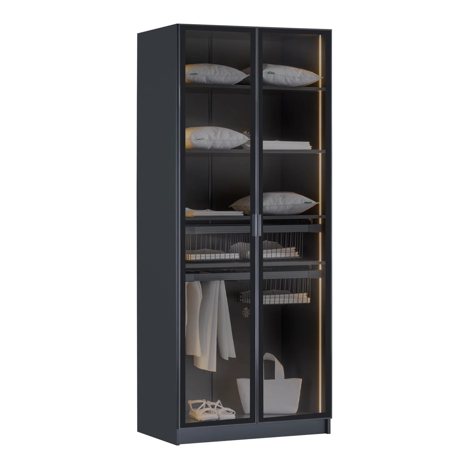 2 Door Sideboard York Anthracite – 2-Door Wardrobe with Baskets