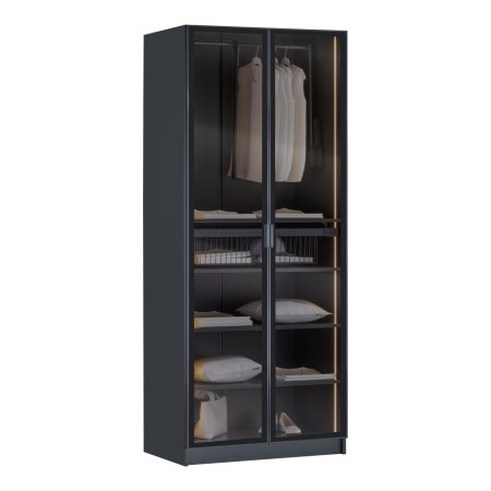2 Door Sideboard York Anthracite – 2-Door Wardrobe with Accessories