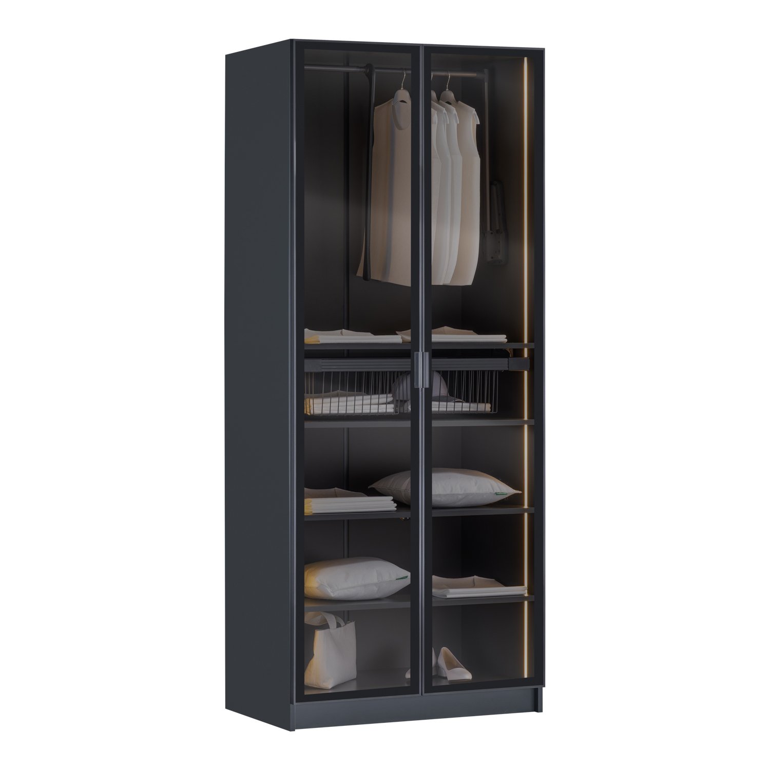 2 Door Sideboard York Anthracite – 2-Door Wardrobe with Accessories