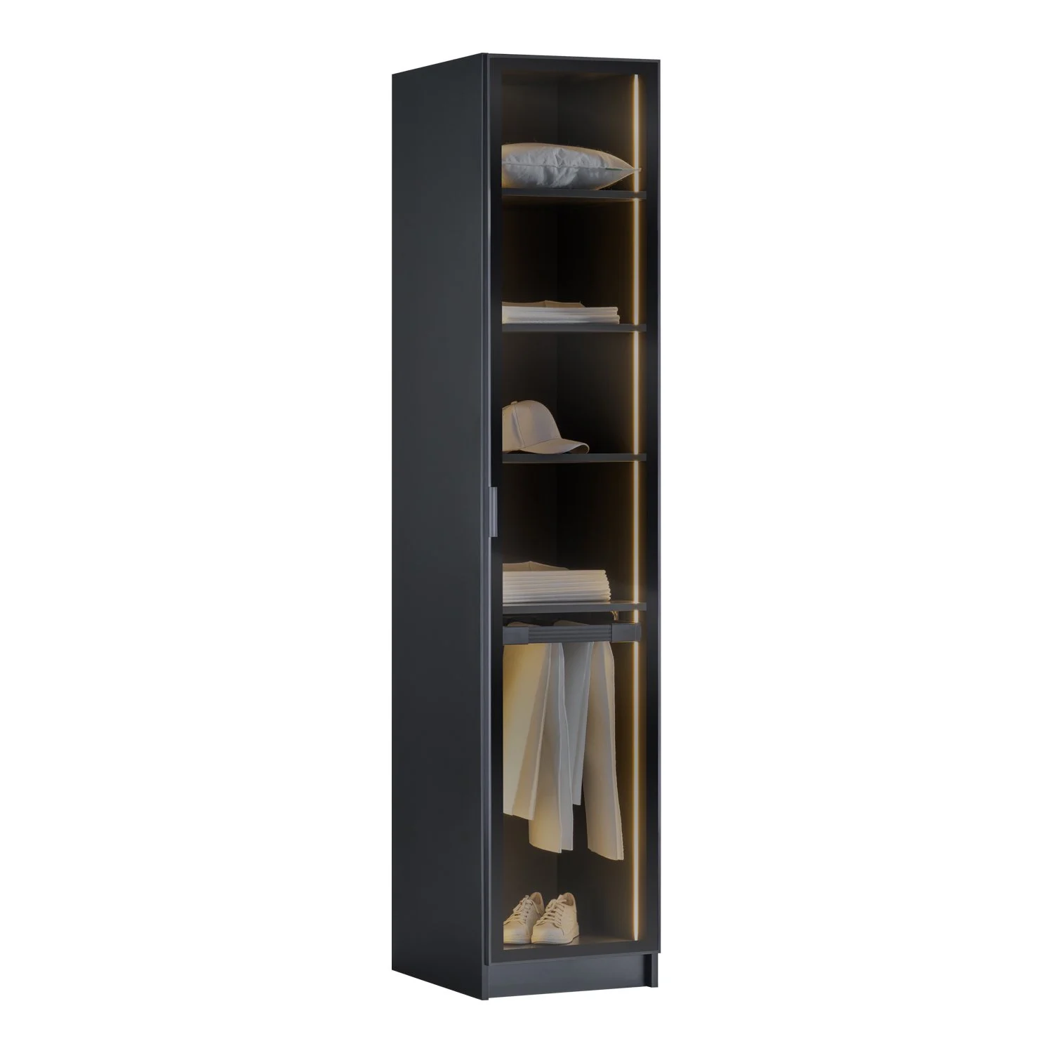 Modular Bookcase York Anthracite – 1-Door Wardrobe with Trouser Rack