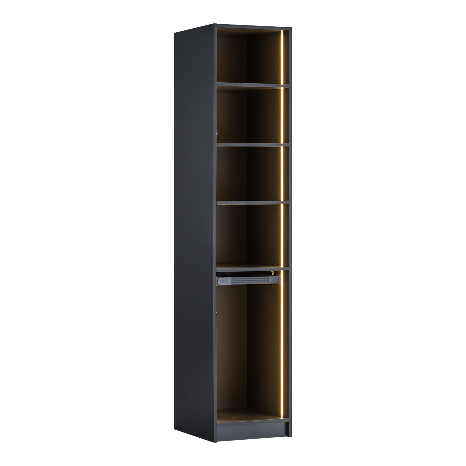 Modular Bookcase York Anthracite – 1-Door Wardrobe with Trouser Rack