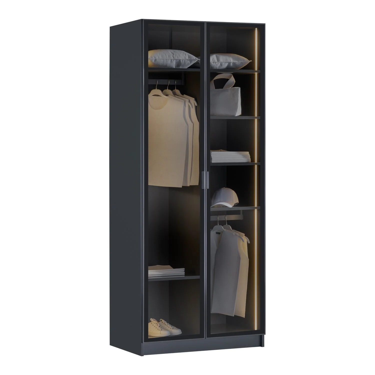 2 Door Sideboard York Anthracite – 2-Door Wardrobe with Dividers