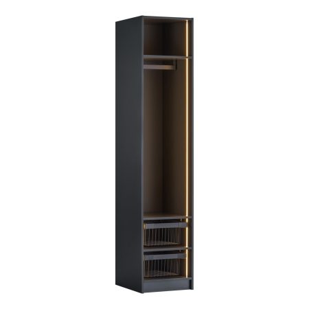 Modular Bookcase York Anthracite – 1-Door Wardrobe with Baskets