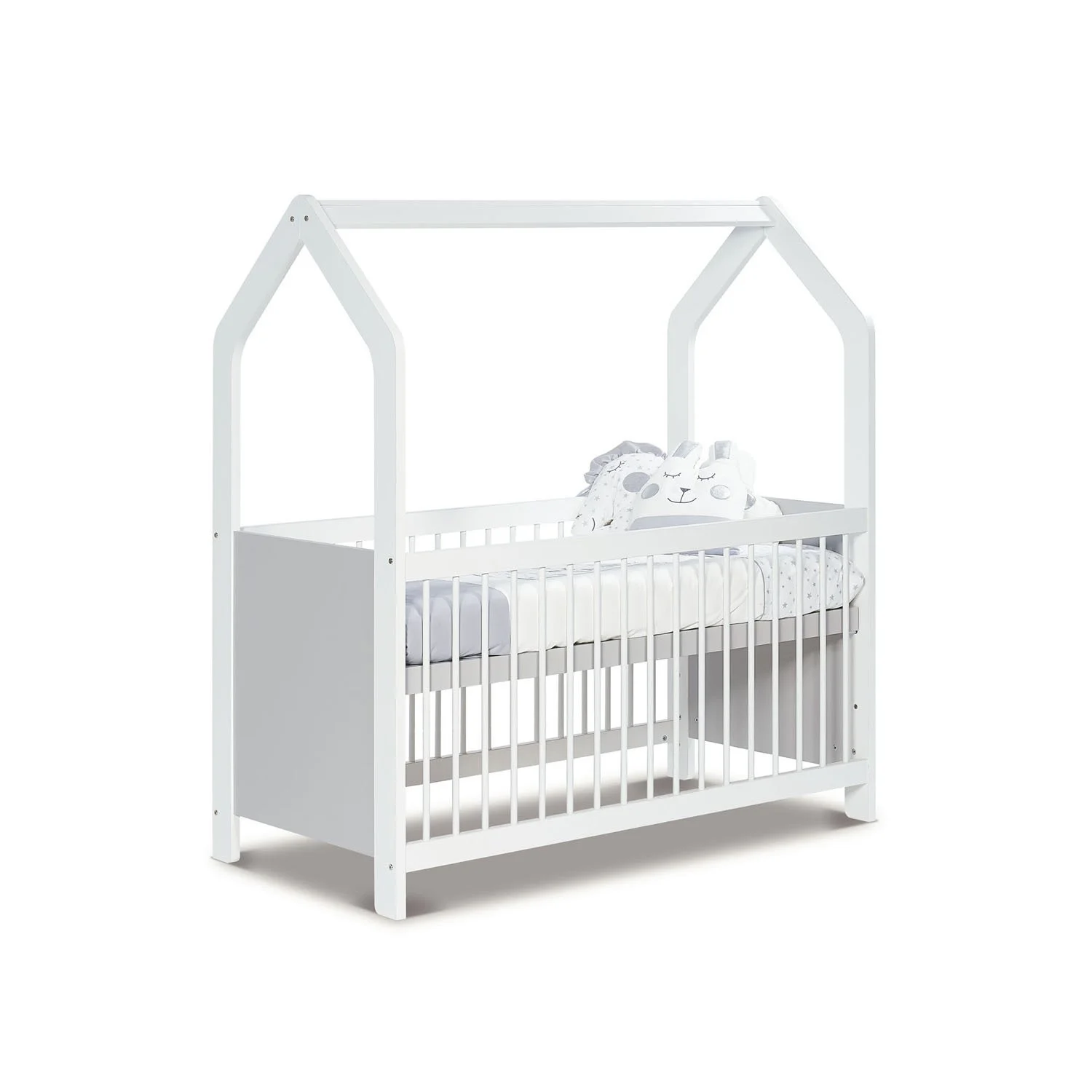 Wooden Bed White House – Functional Crib 70x140cm