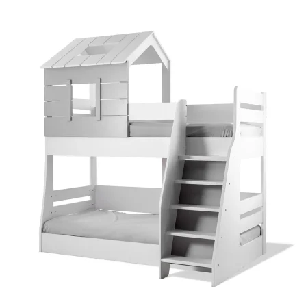 Wooden Bed White House - Bunk Bed