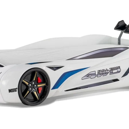 Wooden Bed Turbo Cap - Car Bed White 90x190cm