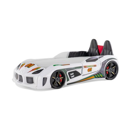 Wooden Bed Turbo Cap - Car Bed White (Opening Door) 90x190cm