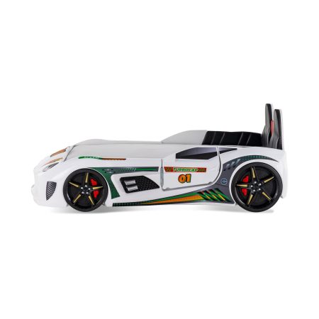 Wooden Bed Turbo Cap – Car Bed White (Opening Door) 90x190cm