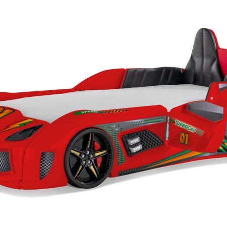 Wooden Bed Turbo Cap – Car Bed Red (Opening Door) 90x190cm