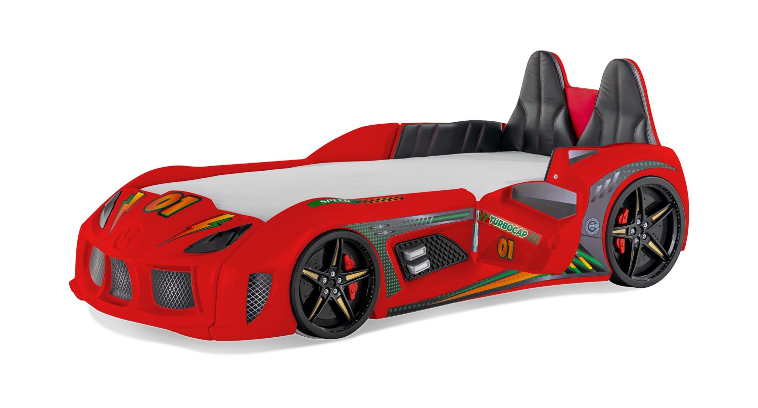 Wooden Bed Turbo Cap – Car Bed Red (Opening Door) 90x190cm