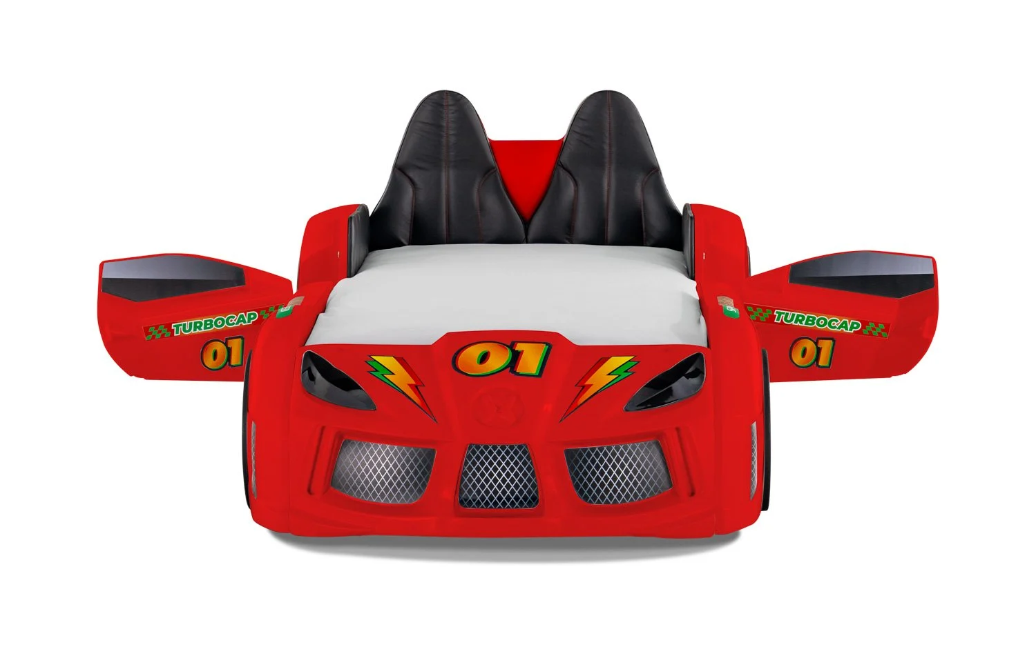 Wooden Bed Turbo Cap – Car Bed Red (Opening Door) 90x190cm