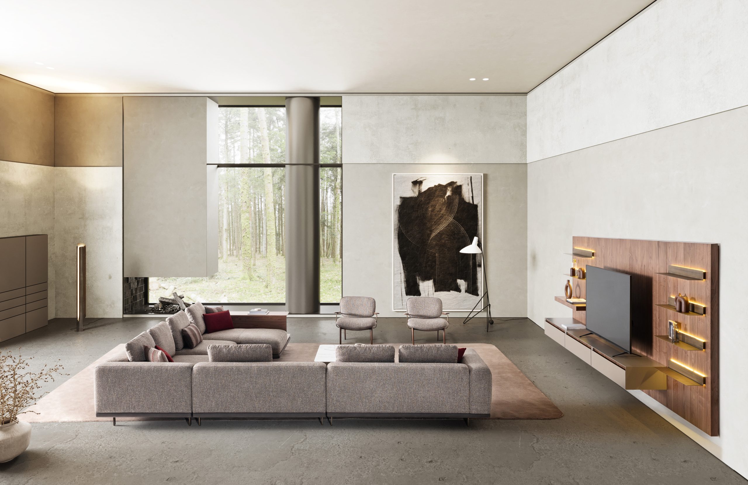 Sardunya Harmony modular corner sofa set with side shelves in interior